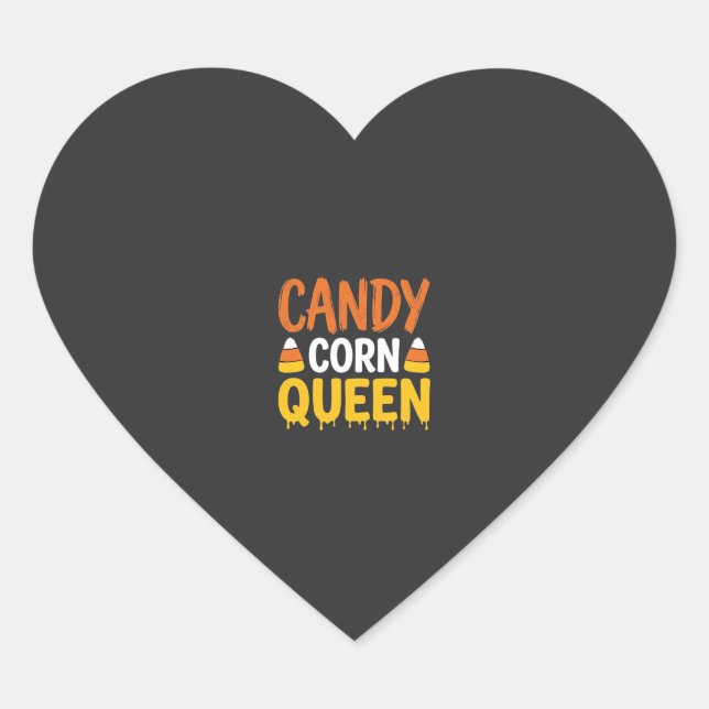 Sticker Cœur Reine Candy Corn Graphique Halloween_1 (Devant)