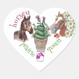 Sticker Cœur reine des prairies de cheval avec des fleurs