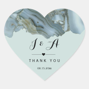 Sticker Cœur Remerciement de mariage en marbre chic