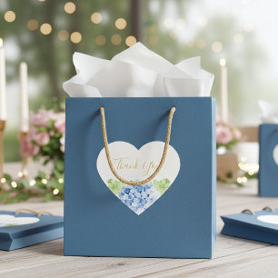 Sticker Cœur Remerciement de mariage floral Hydrangeas Bleues