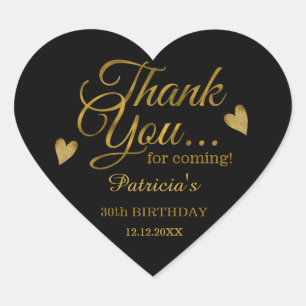 Sticker Cœur Remerciement pour 30e anniversaire tendance noir e