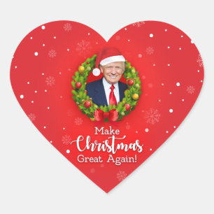 Sticker Cœur Rendre Noël à la grandeur Trump MAGA cadeau amusan