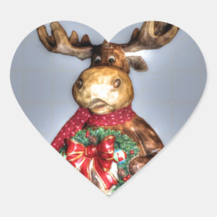 Sticker Cœur renne en bois de Noël de Handcarved-effet