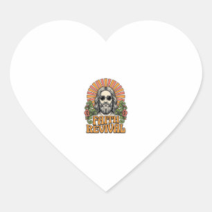 Sticker Cœur Renouveau de foi rétro gravure chrétienne vecteur