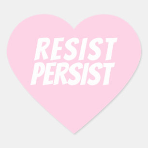 Sticker Cœur "Resist Persist", blanc clair