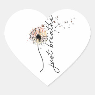 Sticker Cœur Respirer le papillon Dandelion Inspiration Yoga