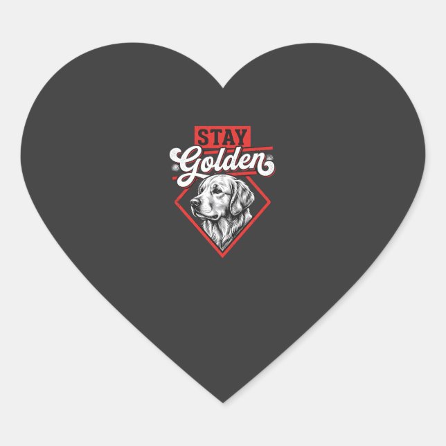 Sticker Cœur Restez Golden Retriever doré (Devant)