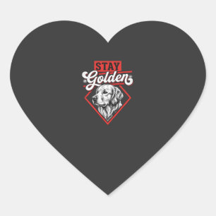 Sticker Cœur Restez Golden Retriever doré Chien