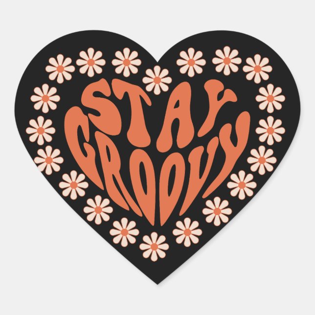 Sticker Cœur Restez Super Coeur Avec Fleurs (Devant)