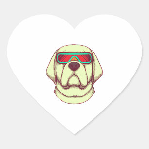 Sticker Cœur Rétrofuturisme Labrador Amoureux des chiens Retrie