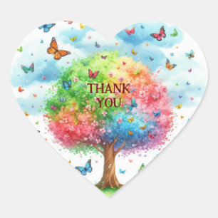 Sticker Cœur Réunion famille Arbre aquarelle