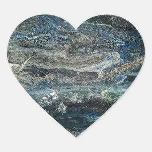 Sticker Cœur Rêves des 20 peintures abstraites de l'Océan gris