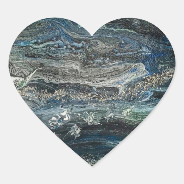 Sticker Cœur Rêves des 20 peintures abstraites de l'Océan gris  (Devant)