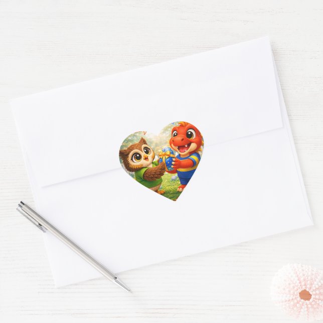 Sticker Cœur Rex happy Easter heart shaped envelope seals (Enveloppe)