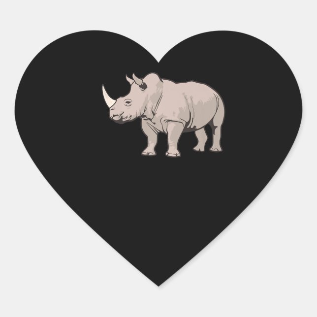 Sticker Cœur Rhino cool | Cute Chubby Rhino (Devant)