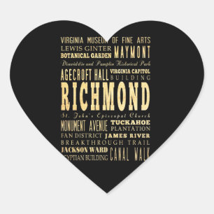 Sticker Cœur Richmond City si Virginie Typographie Art