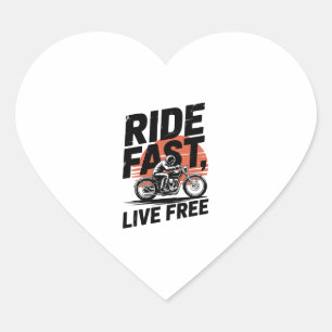 Sticker Cœur Ride Fast Live Bicyclist T-shirt