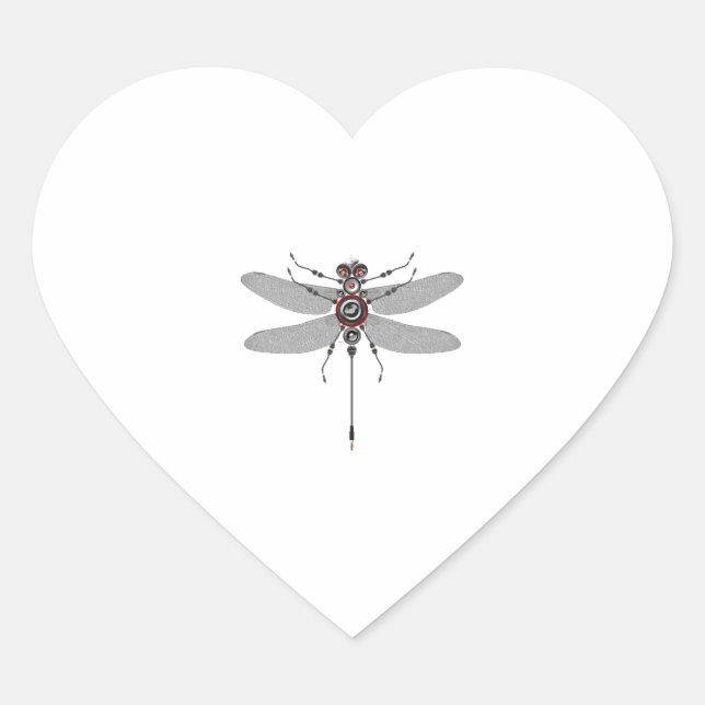 Sticker Cœur Robot Insect Dragonfly Hifi Haut-parleur Système E (Devant)