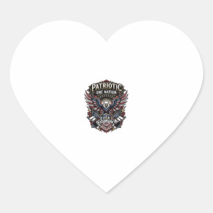Sticker Cœur Roc Patriotique Aigle Crête Musique Rock Métal Pat