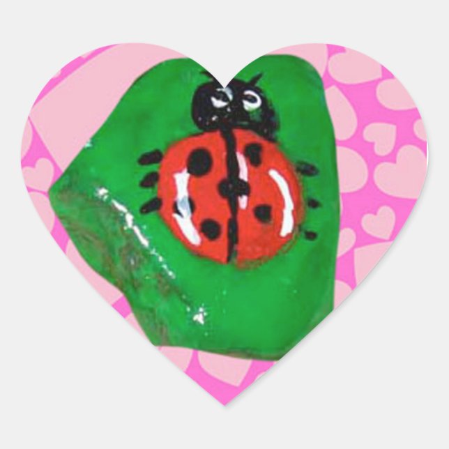 Sticker Cœur Rock Art, Ladybug (Devant)