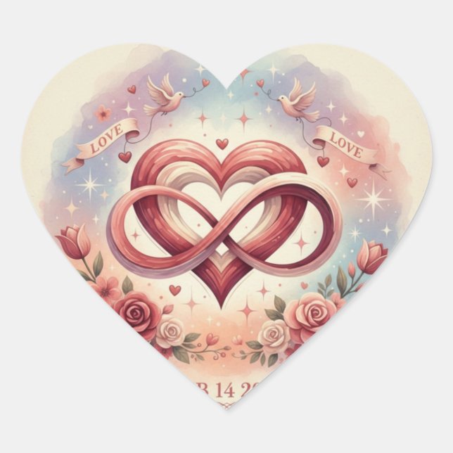 Sticker Cœur Romantic Heart Infinity Design (Devant)