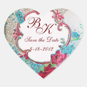 Sticker Cœur ROMANTICA MONOGRAM, Enregistrer la date, coeur bla