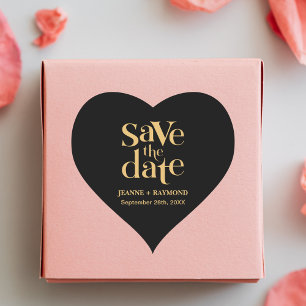 Sticker Cœur Romantique Faire-Part de Mariage sur Mesure en Or