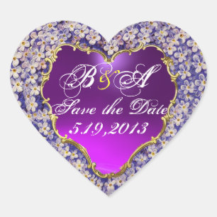 Sticker Cœur ROMANTIQUE LILAC HEART MONOGRAM Enregistrer la dat
