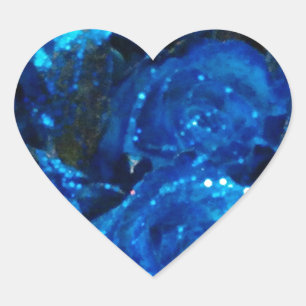 Sticker Cœur Romantique Love Blue Glitter Glamour Roses