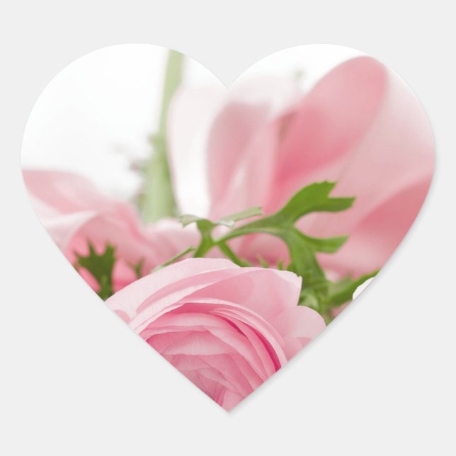 Sticker Cœur Romantique Mariage Love Soft Rose Flower Bouquet (Devant)