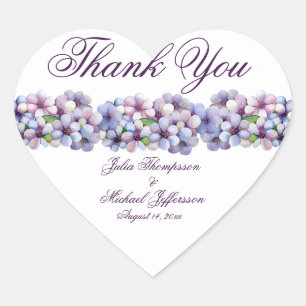 Sticker Cœur Romantique Poétique Lilac Aquarelle Mariage Floral