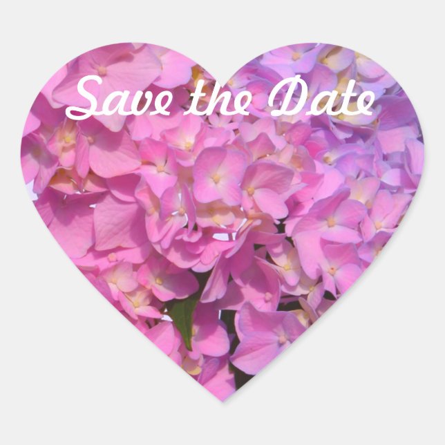 Sticker Cœur Rose Blue Hydrangeas élégantes fleurs rose violet (Devant)