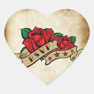 Sticker Cœur Rose de tatouage Rockabilly Urbain RSVP Seals