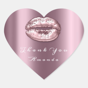 Sticker Cœur Rose des lèvres Kiss Mauve Mariée de maquillage du
