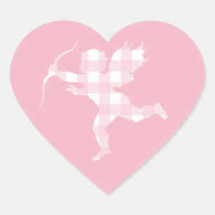Sticker Cœur Rose En vichy Cupide