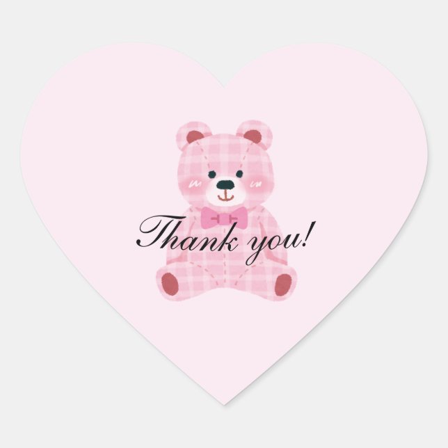 Sticker Cœur Rose En vichy Teddy (Devant)