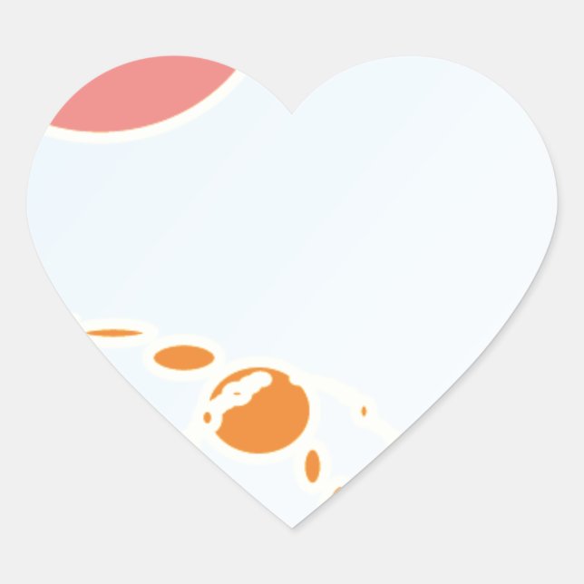 Sticker Cœur rose et orange 1276 art abstrait (Devant)