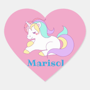 Sticker Cœur Rose fait sur commande mignon de licorne des