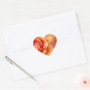 Sticker Cœur Rose Fleur / Pêche à l'abricot / Enveloppe Phoques