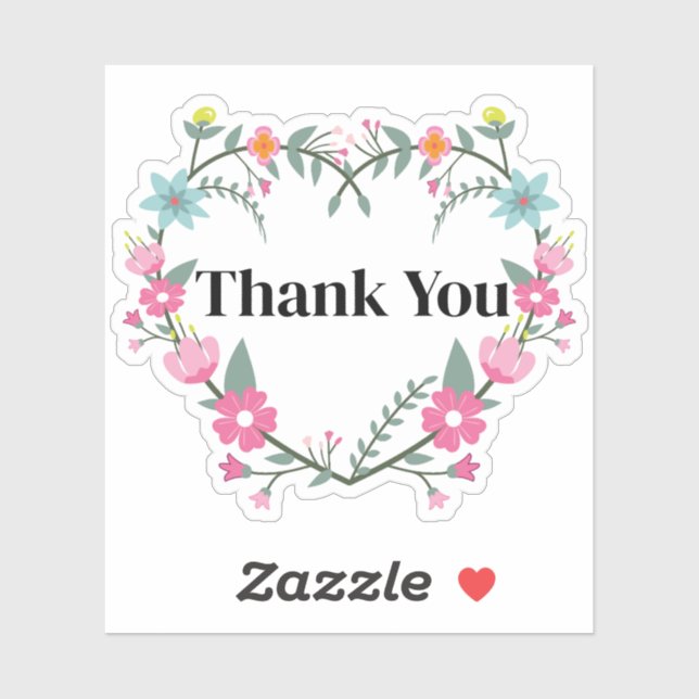 Sticker Coeur rose floral (Feuille)