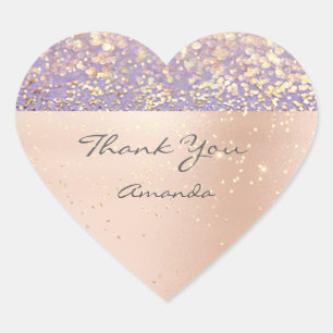 Sticker Cœur Rose Gold Confetti 16ème coeur nuptiale Merci viol