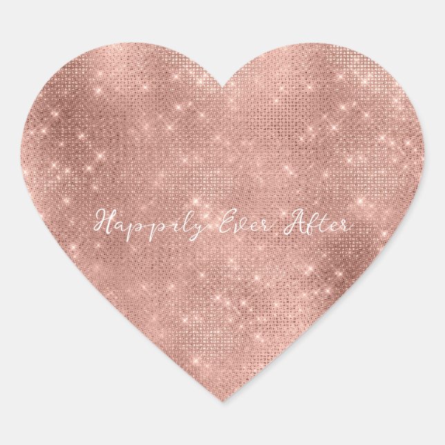 Sticker Cœur Rose Gold Glam Sparkle Mariage (Devant)