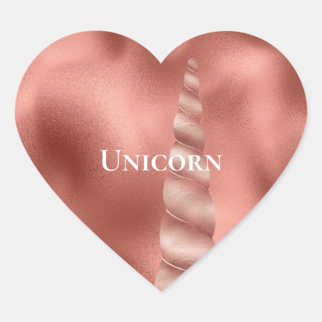 Sticker Cœur Rose Gold Glam Unicorn Anniversaire (Devant)