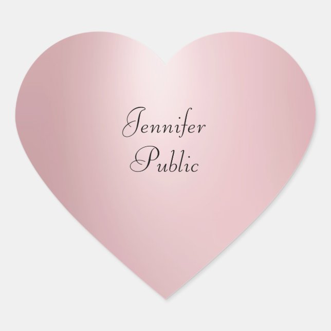 Sticker Cœur Rose Gold manuscrit Script Élégant Modèle (Devant)