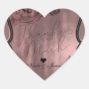 Sticker Cœur Rose Gold Poussiéreux Élégant Glam Floral Mariage