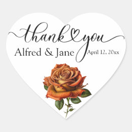 Sticker Cœur Rose minimaliste Boho Élégant Mariage Merci