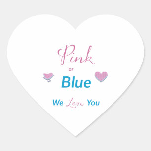 Sticker Cœur Rose ou Bleu Nous t'aimons Coeur