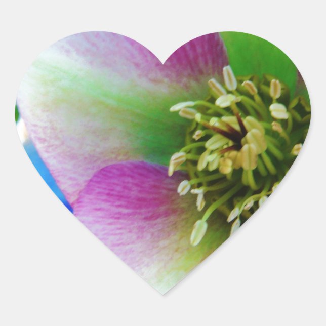 Sticker Cœur Rose rose carême bleu boule de verre (Devant)