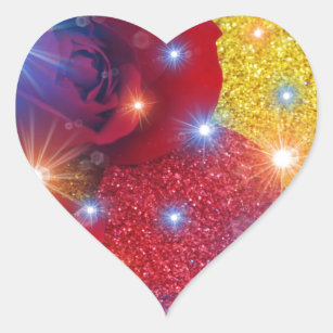 Sticker Cœur rose rouge avec coeur et lumières