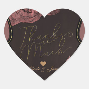 Sticker Cœur Rose Vintage rose Dusty Gold Elegant Mariage Glam
